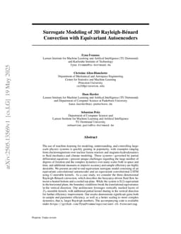 Surrogate Modeling of 3D Rayleigh-Benard Convection with Equivariant Autoencoders