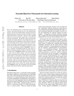 Traceable Black-box Watermarks for Federated Learning