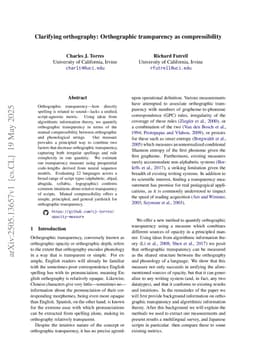 Clarifying orthography: Orthographic transparency as compressibility