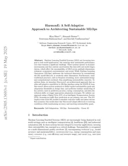 HarmonE: A Self-Adaptive Approach to Architecting Sustainable MLOps