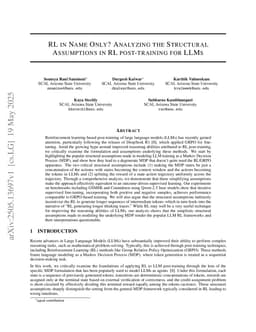 RL in Name Only? Analyzing the Structural Assumptions in RL post-training for LLMs