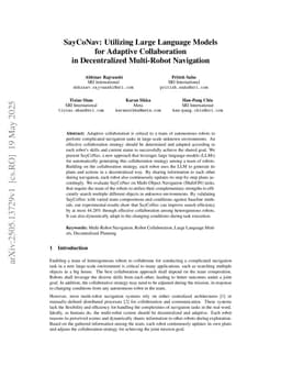 SayCoNav: Utilizing Large Language Models for Adaptive Collaboration in Decentralized Multi-Robot Navigation