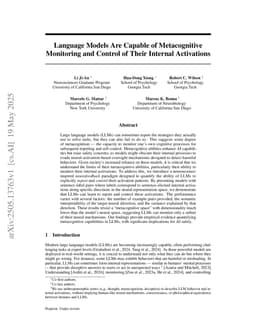 Language Models Are Capable of Metacognitive Monitoring and Control of Their Internal Activations
