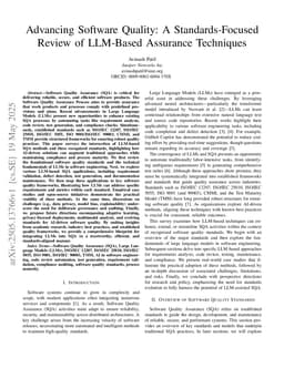 Advancing Software Quality: A Standards-Focused Review of LLM-Based Assurance Techniques