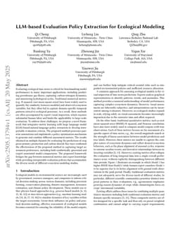 LLM-based Evaluation Policy Extraction for Ecological Modeling