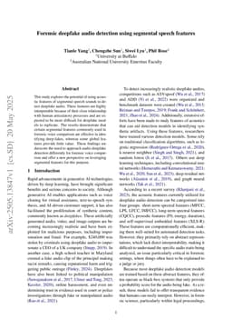 Forensic deepfake audio detection using segmental speech features