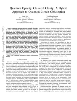 Quantum Opacity, Classical Clarity: A Hybrid Approach to Quantum Circuit Obfuscation