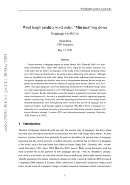 Word length predicts word order: "Min-max"-ing drives language evolution