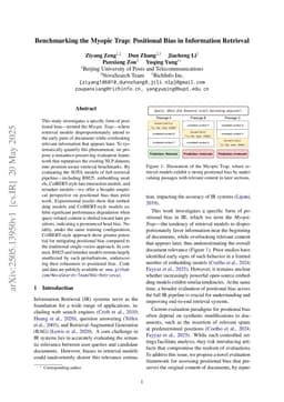 Benchmarking the Myopic Trap: Positional Bias in Information Retrieval