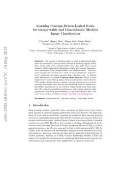 Learning Concept-Driven Logical Rules for Interpretable and Generalizable Medical Image Classification