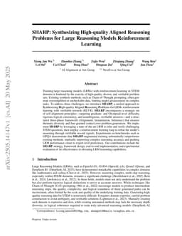SHARP: Synthesizing High-quality Aligned Reasoning Problems for Large Reasoning Models Reinforcement Learning