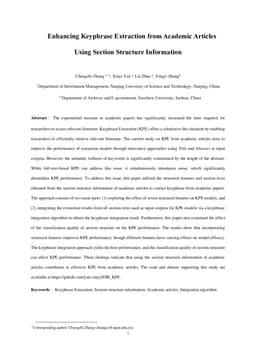 Enhancing Keyphrase Extraction from Academic Articles Using Section Structure Information