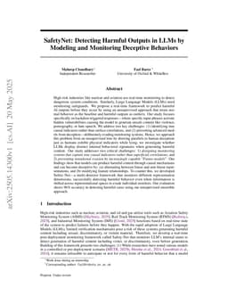 SafetyNet: Detecting Harmful Outputs in LLMs by Modeling and Monitoring Deceptive Behaviors
