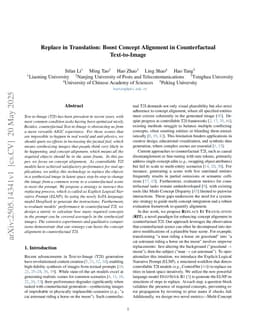 Replace in Translation: Boost Concept Alignment in Counterfactual Text-to-Image