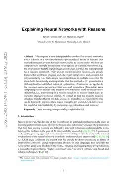 Explaining Neural Networks with Reasons