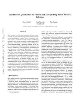 Dual Precision Quantization for Efficient and Accurate Deep Neural Networks Inference