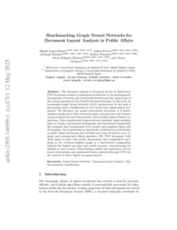Benchmarking Graph Neural Networks for Document Layout Analysis in Public Affairs