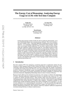 The Energy Cost of Reasoning: Analyzing Energy Usage in LLMs with Test-time Compute