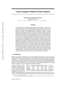 Large Language Models for Data Synthesis
