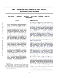 Deep Koopman operator framework for causal discovery in nonlinear dynamical systems
