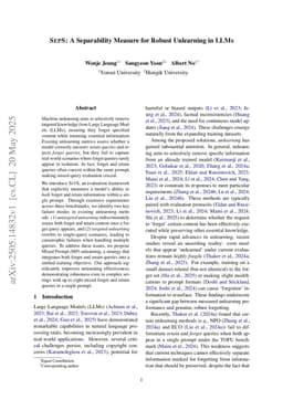 SEPS: A Separability Measure for Robust Unlearning in LLMs
