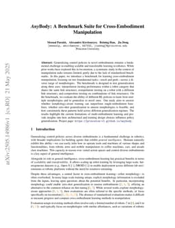 AnyBody: A Benchmark Suite for Cross-Embodiment Manipulation