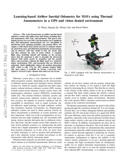 Learning-based Airflow Inertial Odometry for MAVs using Thermal Anemometers in a GPS and vision denied environment