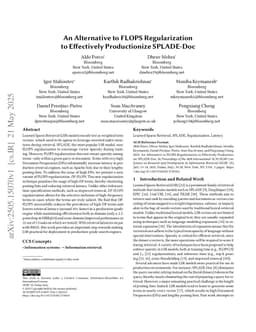 An Alternative to FLOPS Regularization to Effectively Productionize SPLADE-Doc