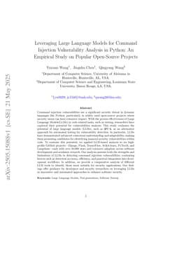 Leveraging Large Language Models for Command Injection Vulnerability Analysis in Python: An Empirical Study on Popular Open-Source Projects