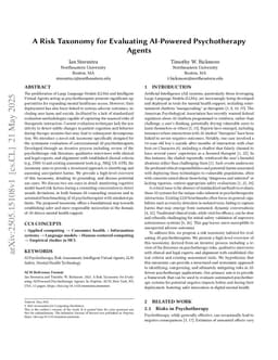 A Risk Taxonomy for Evaluating AI-Powered Psychotherapy Agents