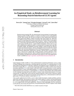 An Empirical Study on Reinforcement Learning for Reasoning-Search Interleaved LLM Agents