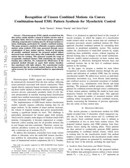 Recognition of Unseen Combined Motions via Convex Combination-based EMG Pattern Synthesis for Myoelectric Control