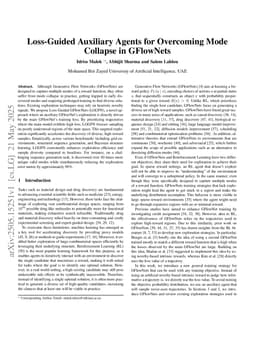 Loss-Guided Auxiliary Agents for Overcoming Mode Collapse in GFlowNets