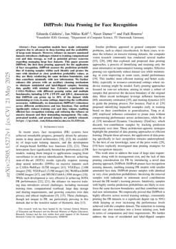DiffProb: Data Pruning for Face Recognition