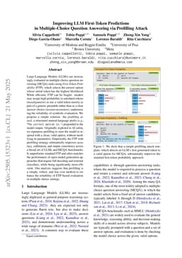 Improving LLM First-Token Predictions in Multiple-Choice Question Answering via Prefilling Attack
