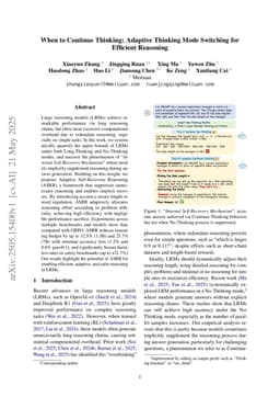 When to Continue Thinking: Adaptive Thinking Mode Switching for Efficient Reasoning