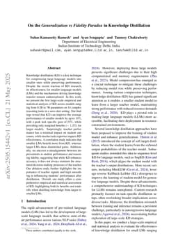 On the Generalization vs Fidelity Paradox in Knowledge Distillation