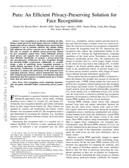 Pura: An Efficient Privacy-Preserving Solution for Face Recognition