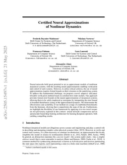 Certified Neural Approximations of Nonlinear Dynamics
