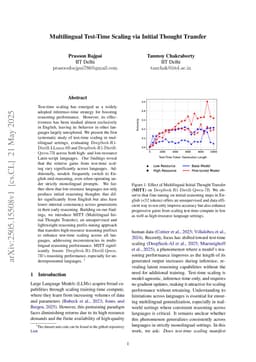 Multilingual Test-Time Scaling via Initial Thought Transfer