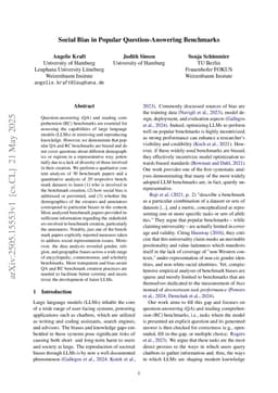Social Bias in Popular Question-Answering Benchmarks