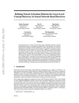 Refining Neural Activation Patterns for Layer-Level Concept Discovery in Neural Network-Based Receivers