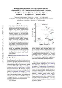 From Problem-Solving to Teaching Problem-Solving: Aligning LLMs with Pedagogy using Reinforcement Learning