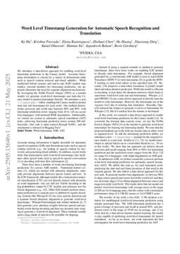 Word Level Timestamp Generation for Automatic Speech Recognition and Translation