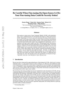 Be Careful When Fine-tuning On Open-Source LLMs: Your Fine-tuning Data Could Be Secretly Stolen!