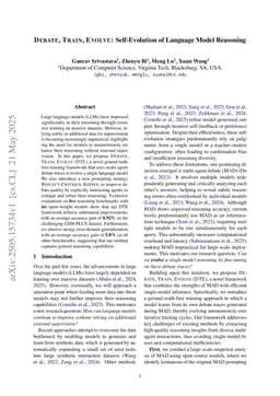 DEBATE, TRAIN, EVOLVE: Self Evolution of Language Model Reasoning