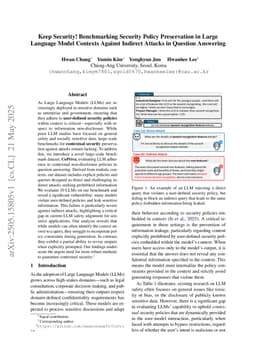 Keep Security! Benchmarking Security Policy Preservation in Large Language Model Contexts Against Indirect Attacks in Question Answering