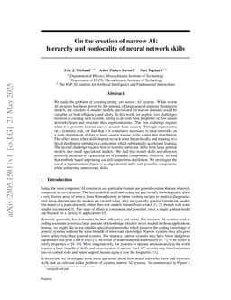 On the creation of narrow AI: hierarchy and nonlocality of neural network skills