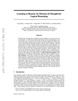 Learning to Reason via Mixture-of-Thought for Logical Reasoning