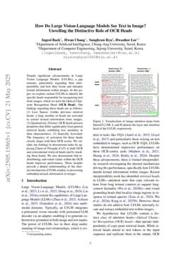 How Do Large Vision-Language Models See Text in Image? Unveiling the Distinctive Role of OCR Heads